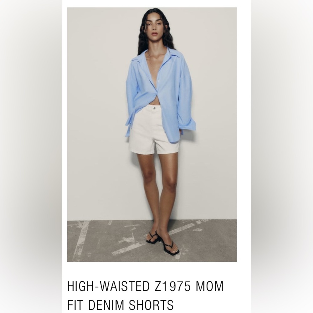 White high-wasted mom denim shorts